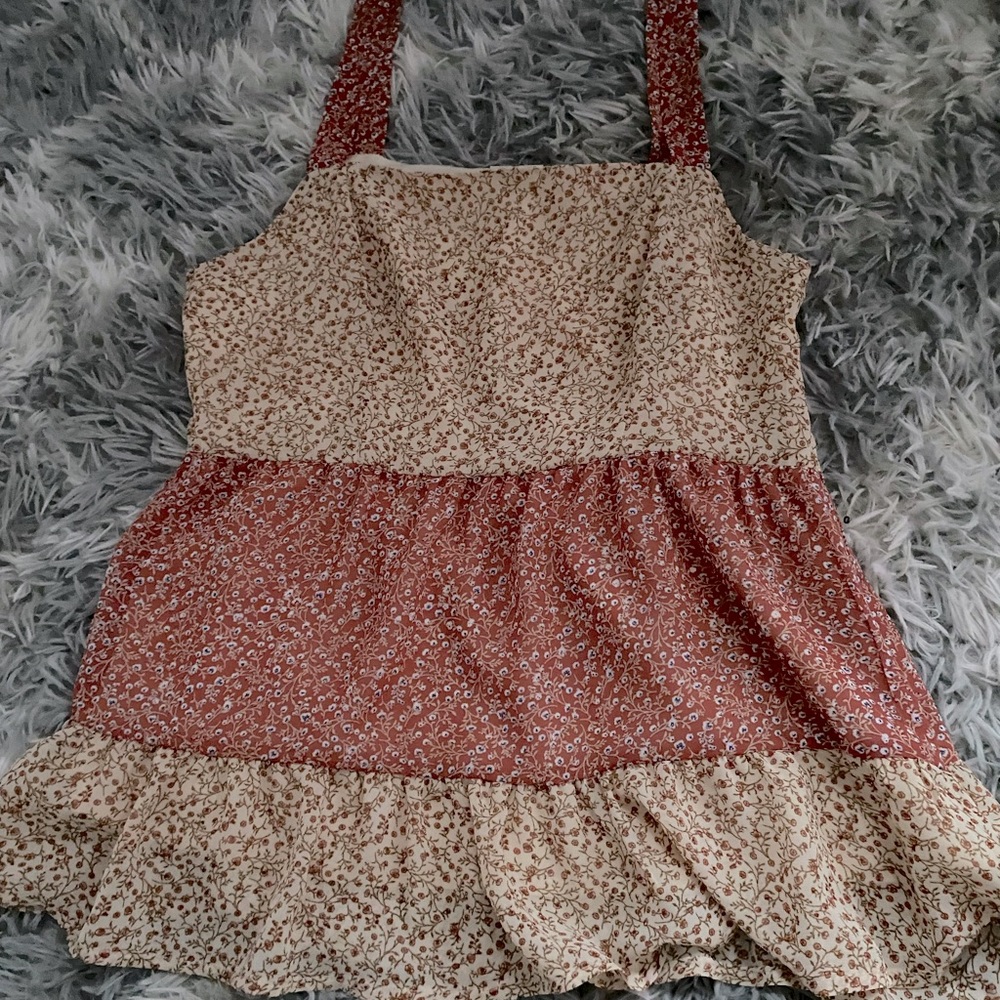 Tan flower blouse